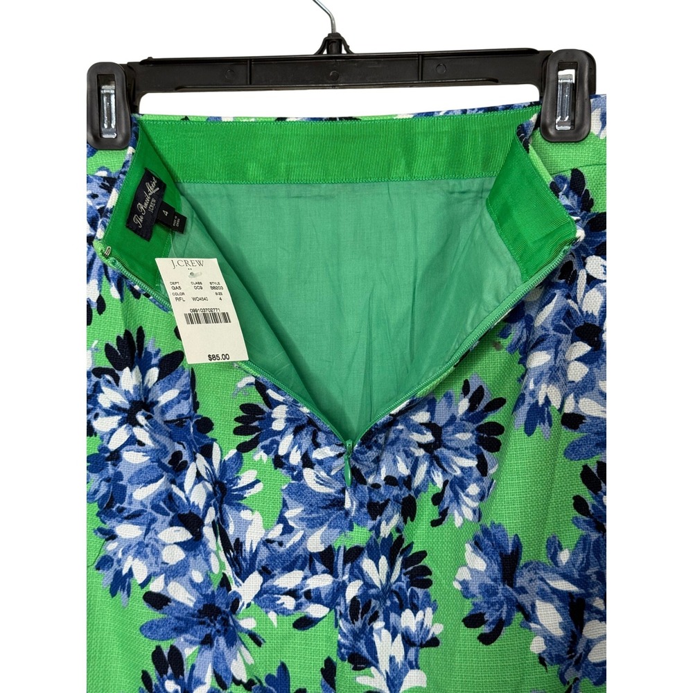 J.Crew The Pencil Skirt Women 4 Green Blue Floral NWT Knee Length B8203 - Picture 5 of 8